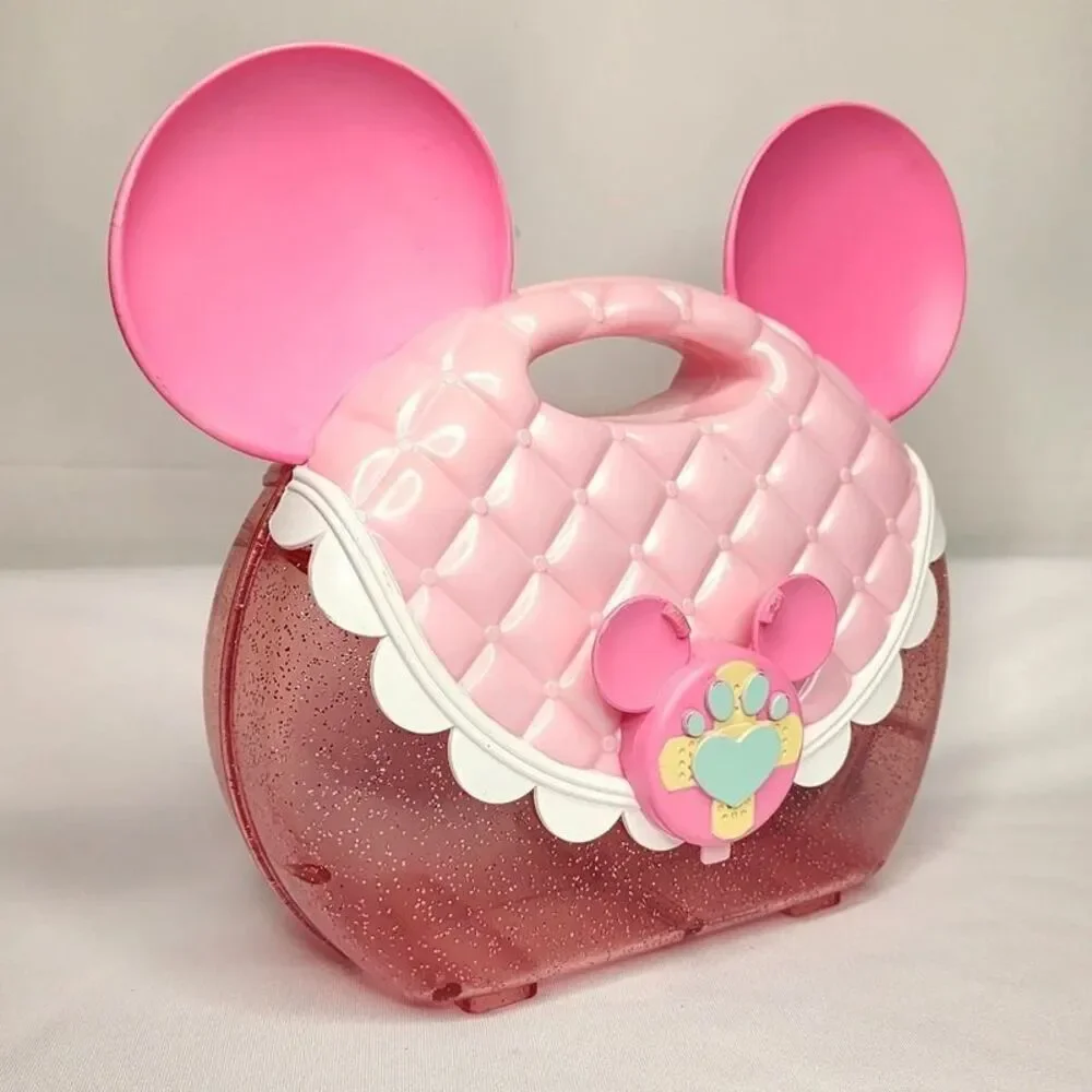 Disney Minnie Mouse Pink Plastic Toy Purse Glitter Pretend Play Dress Up Bag